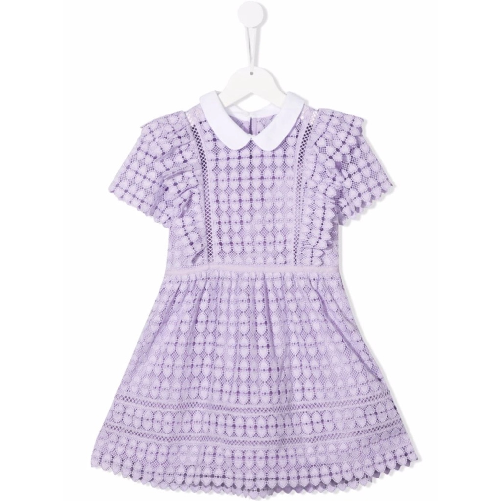 Self Portrait Heart Lace Minidress In Purple. Size 6-7 (Uk 6-7)